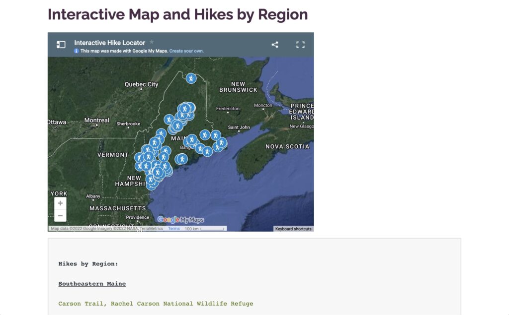 Hiking in maine maps